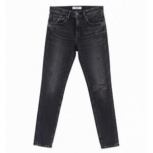 Moussy Vintage “Howa” Japanese Distressed Black Straight Tapered Jeans Size 24
